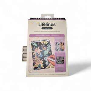 Lifelines FlowArt ,Book and 4 pc Markers, Hidden Patterns-Animals